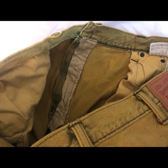 Levi’s Retro Color Washed 501 CT (Customized Tapered) Yellow Jeans Mens 40x24 - Picture 5 of 13